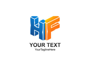 Initial Letter HF Logo Template Colored Blue Orange 3D Design for Business and Company Identity