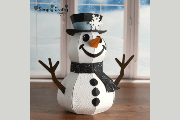 Smiling Snowman SVG: 3D Paper Sculpture & Gift Box
