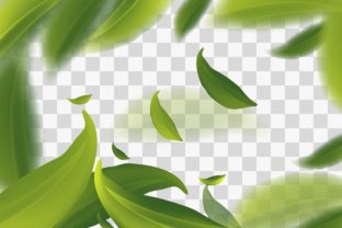 The Art of Movement: Vector 3D Illustration with Green Tea Leaves in Motion