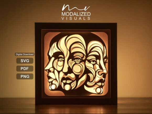 Woman Portrait Lightbox Paper Cut